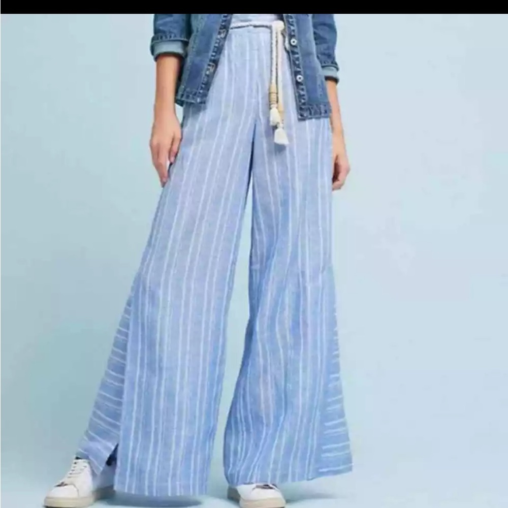 Anthropologie Striped Linen Wide-Leg Pants – Size 2